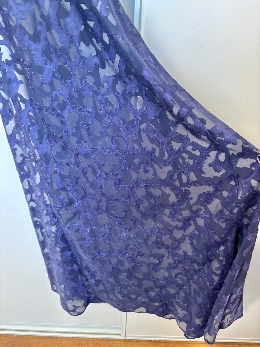 Vintage Y2K Floral Burnout Maxi Dress Size Small Whimsigoth Purple Sheer Rare - Picture 5 of 8